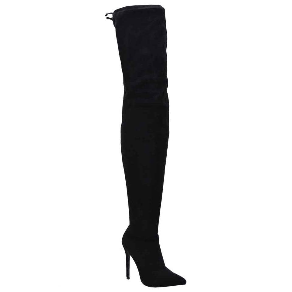 Thigh High Suede Boots Black Shoe Whore