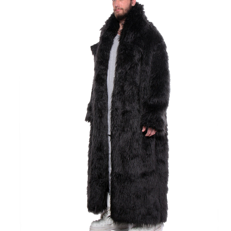 CD FAUX FUR COAT FULL LENGTH BLACK - MENS - cosmos-glamsquad