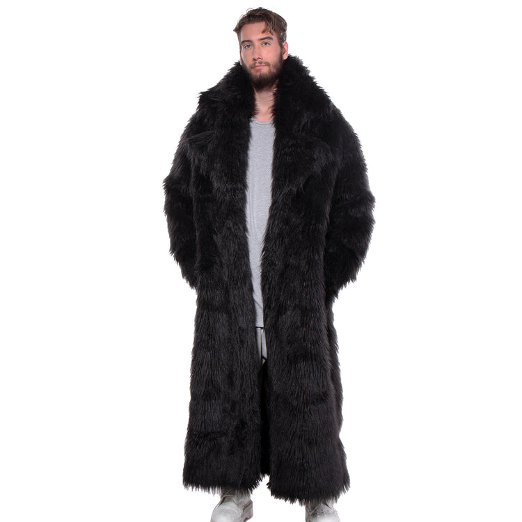 CD FAUX FUR COAT FULL LENGTH BLACK - MENS - cosmos-glamsquad