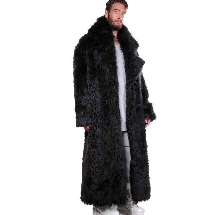 CD FAUX FUR COAT FULL LENGTH BLACK - MENS - cosmos-glamsquad