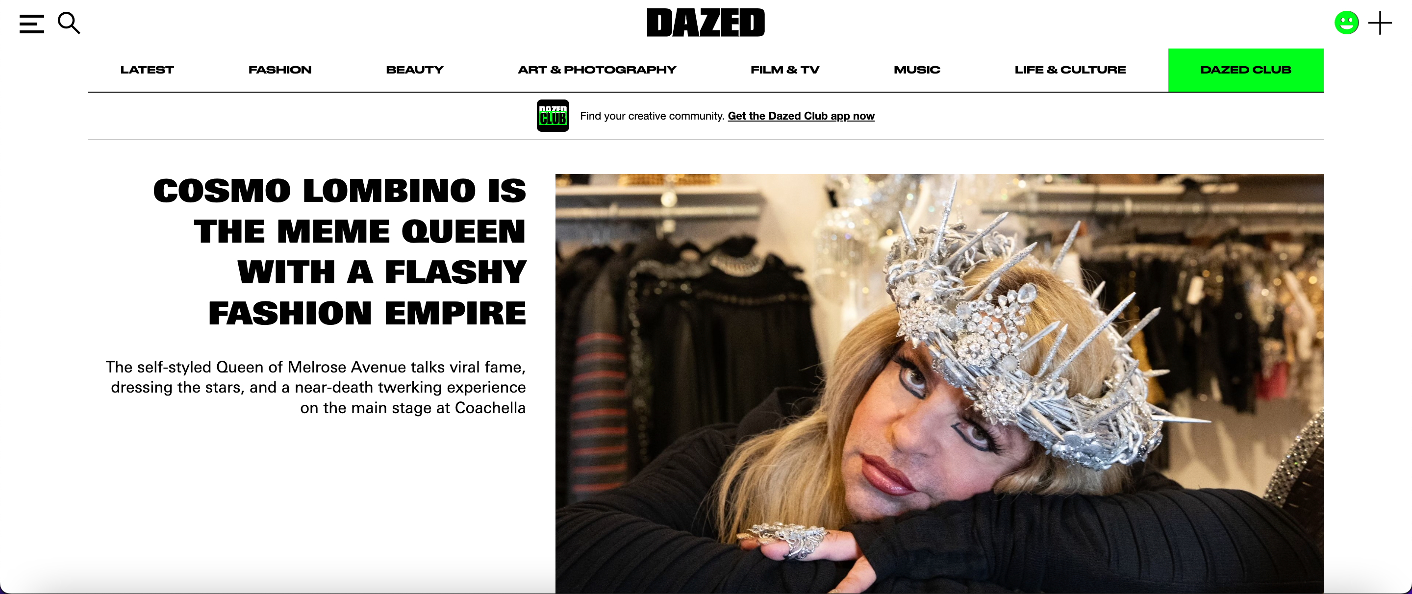 DazedDigital.com - "Cosmo Lombino Is The Meme Queen"