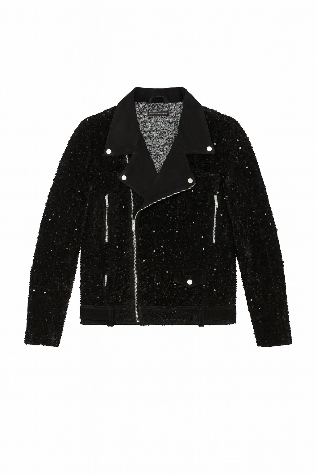 Sequin Zipfront Black Jacket - Mens
