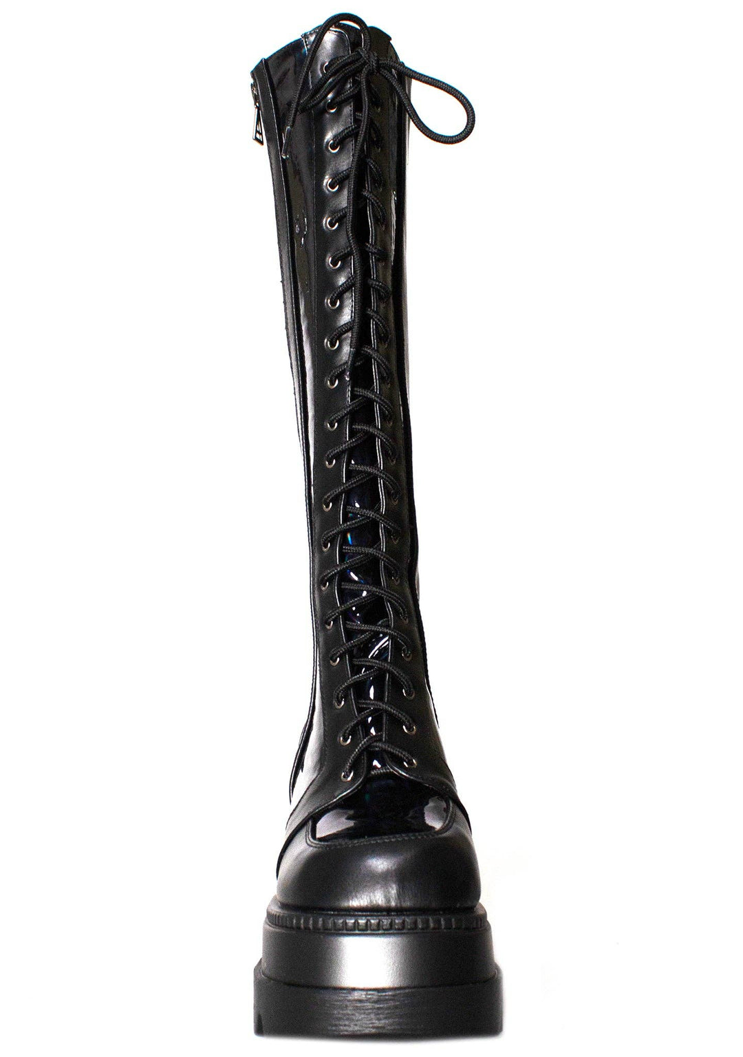 Midnight Hologram Black Platform Combat Boots