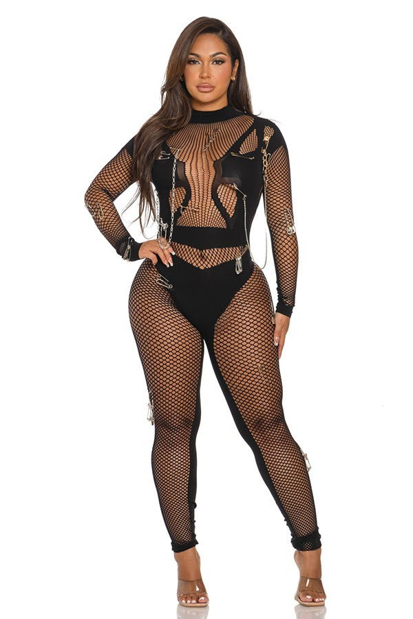 Safety Pin Mesh Bodysuit - Stagewear