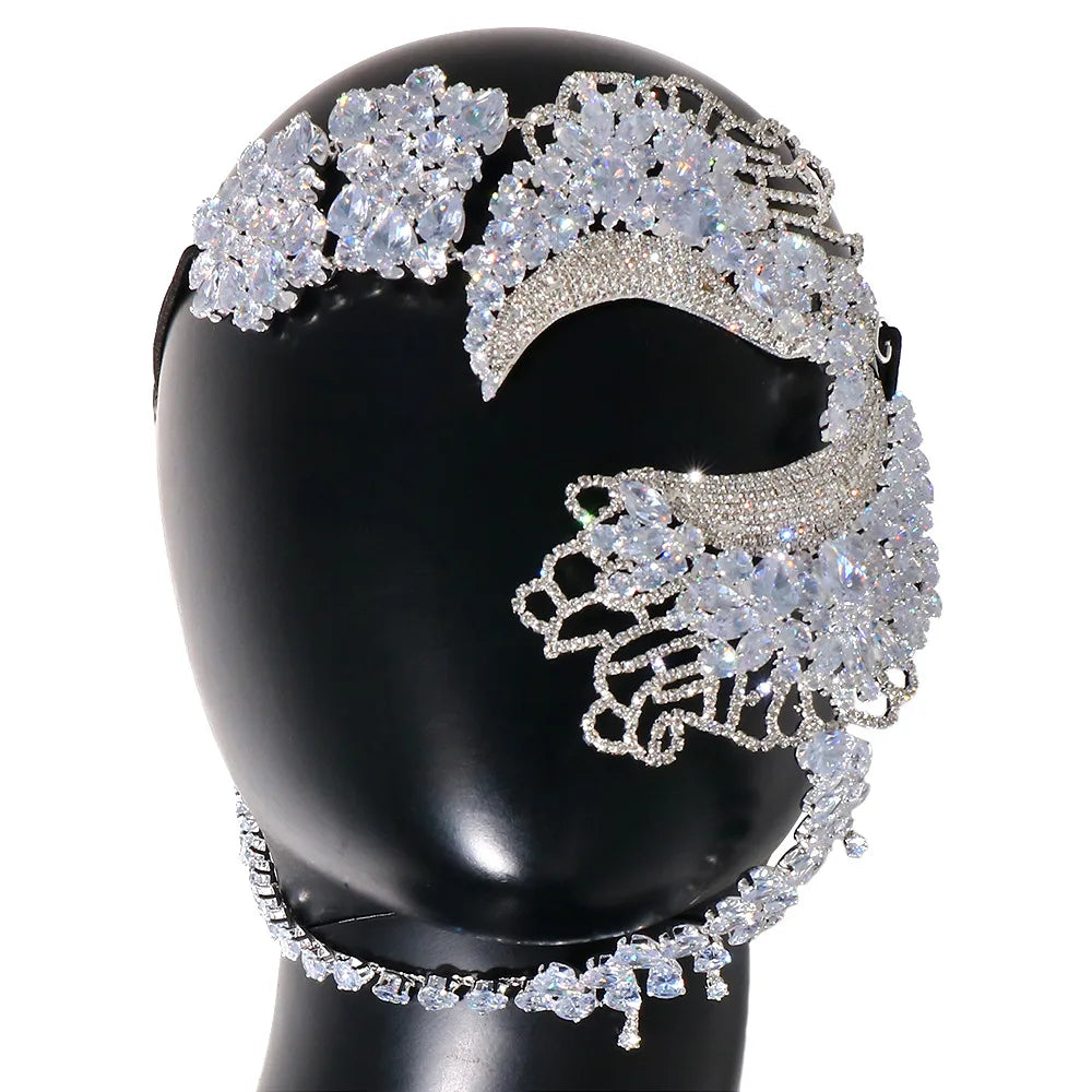 Luxury Cubic Zirconia Mask Face - Stagewear