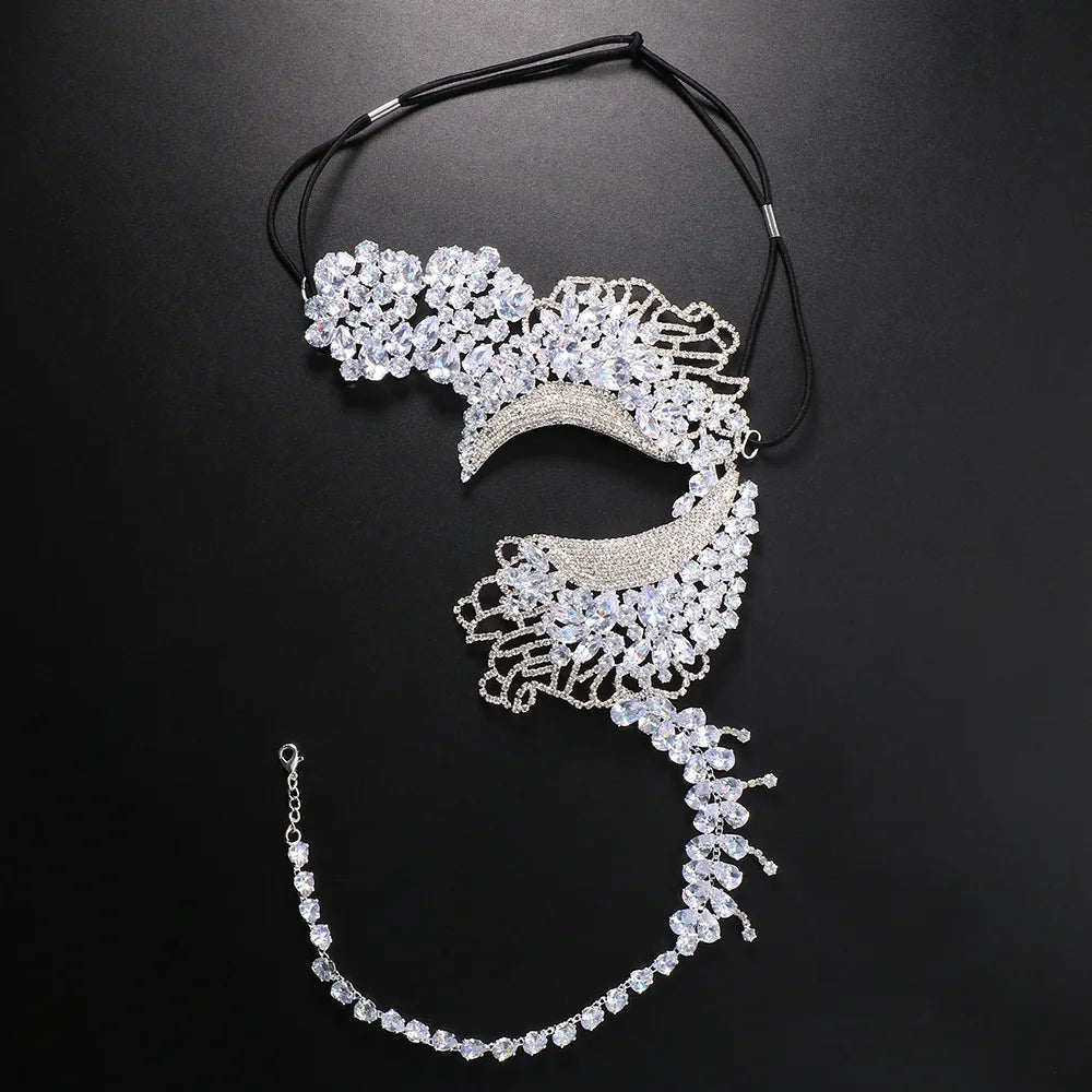 Luxury Cubic Zirconia Mask Face - Stagewear