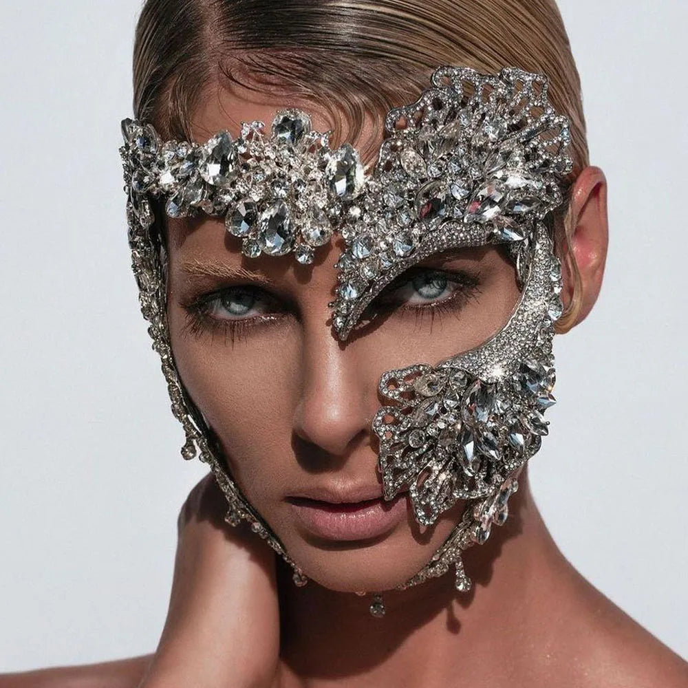 Luxury Cubic Zirconia Mask Face - Stagewear