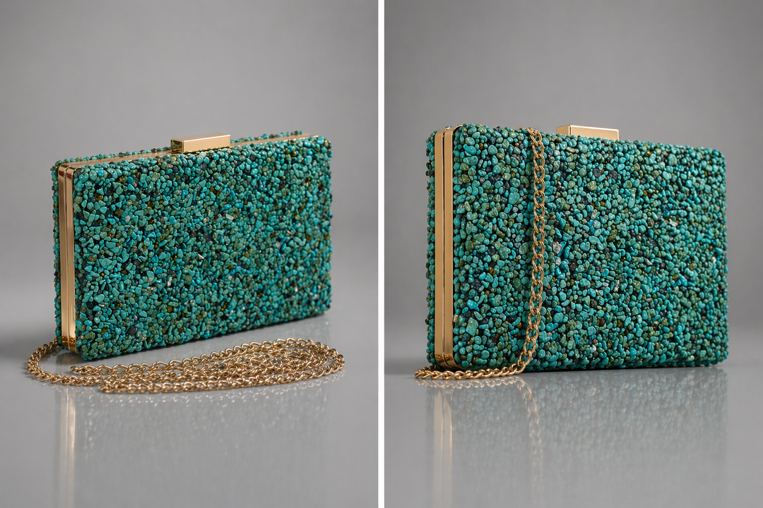 Turquoise Stone Clutch Evening Bag