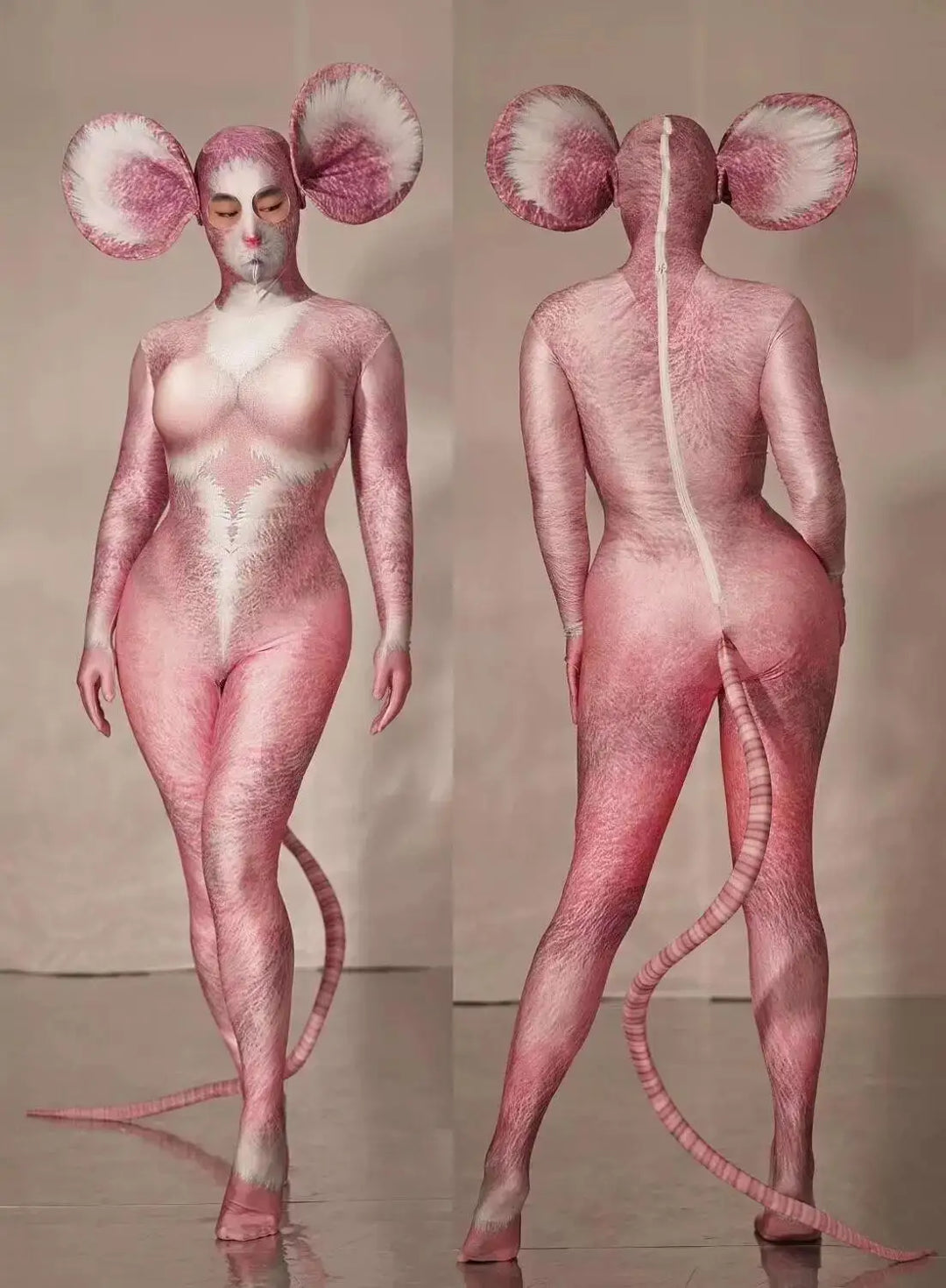 Pink Mouse Pattern Cosplay Jumpsuit - Stagewear