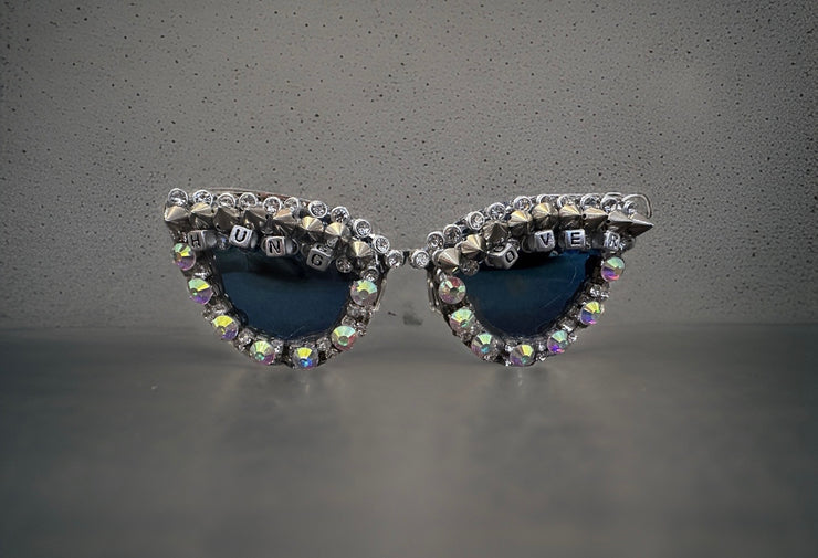 CUSTOM CRYSTALIZED ONE OF A KIND GLASSES - "HUNG OVER"