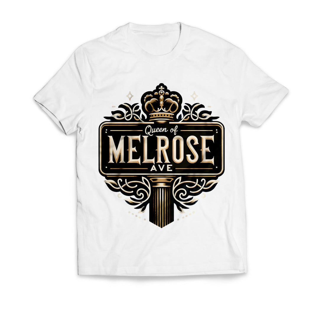 "MELROSE AVE" White T - Queen of Melrose