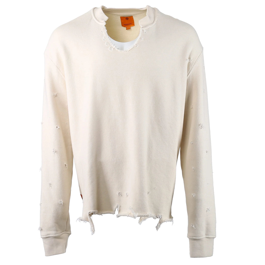 Momani Raw Edge Sweatshirt Off White - Mens