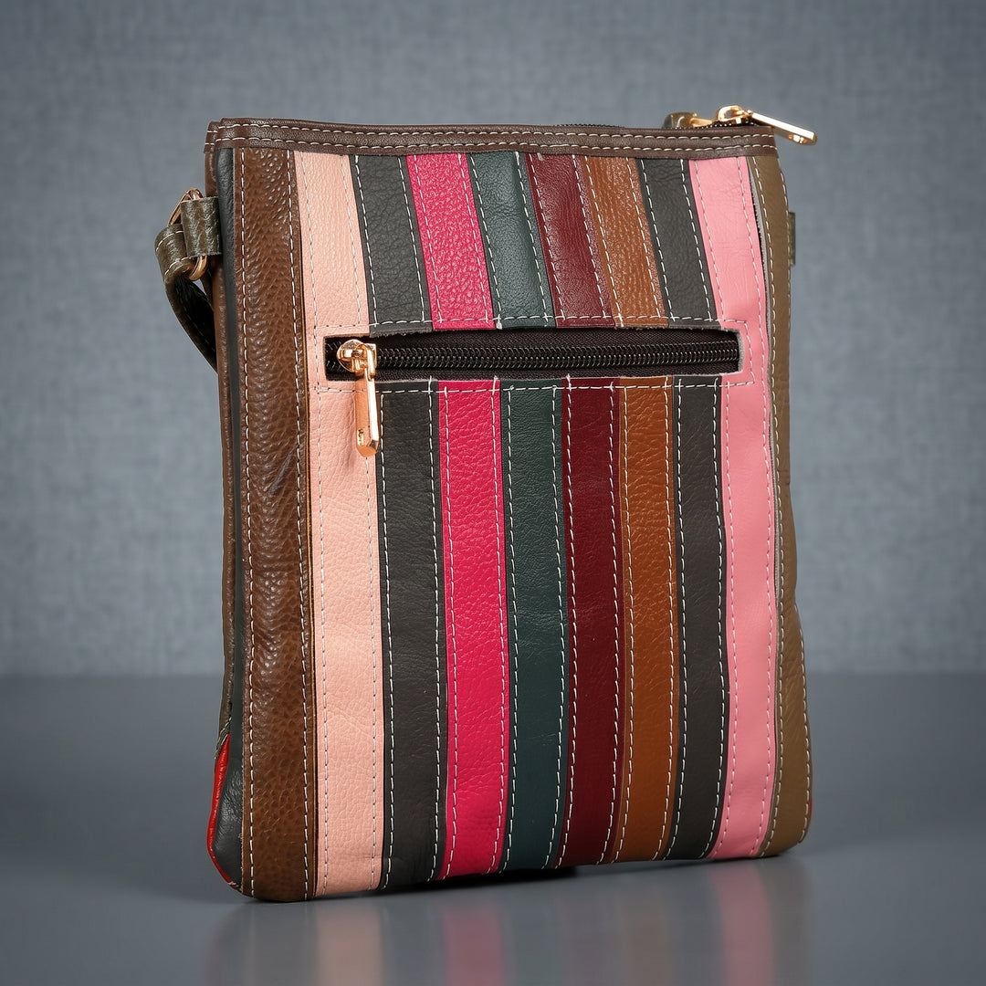 Genuine Leather Patchwork Crossbody Bag