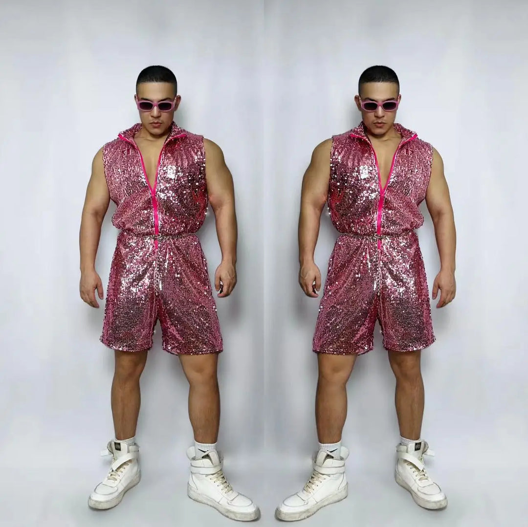 Sleeveless Zipper Jumpsuit Mens - StageWear