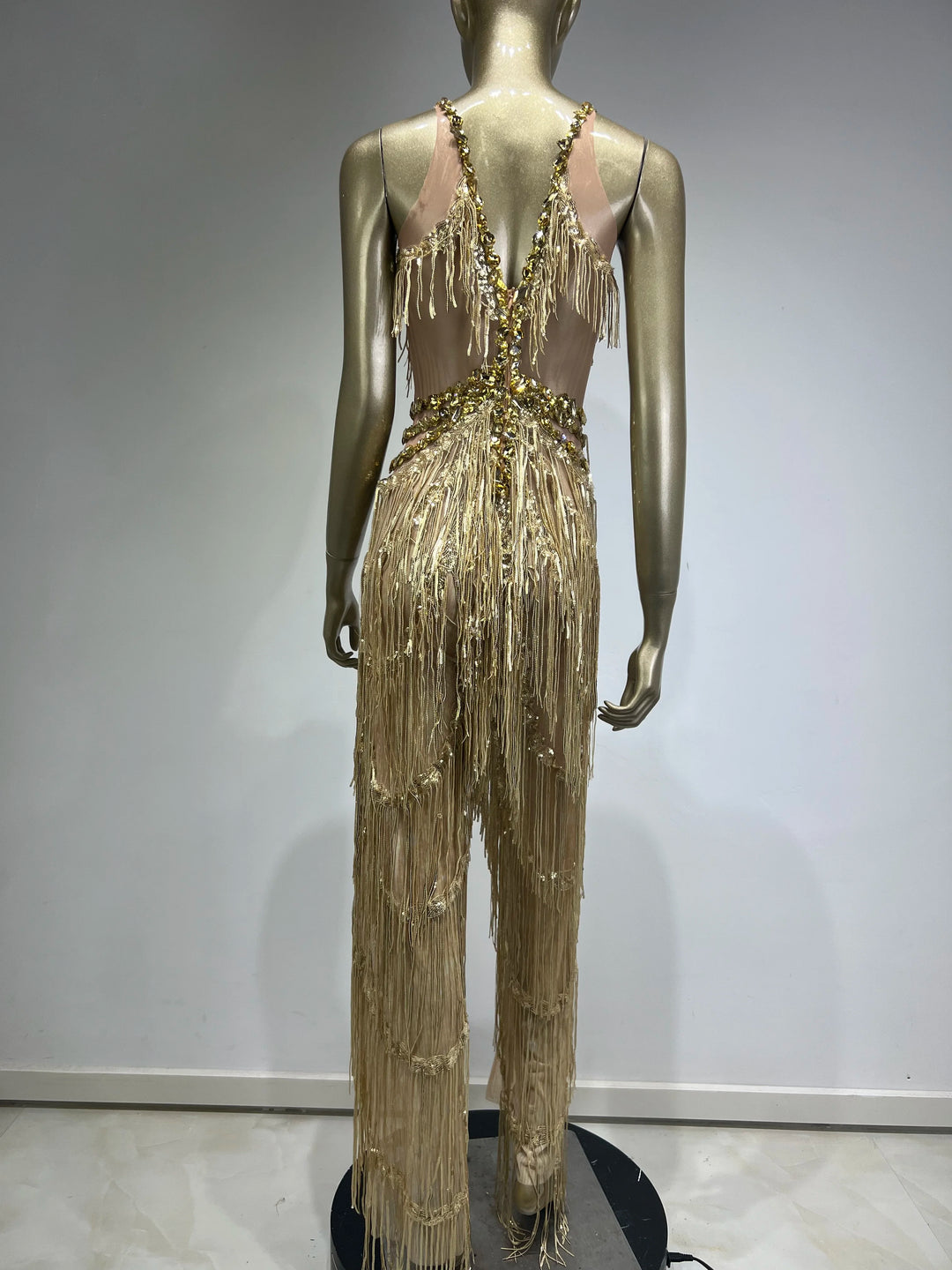 Crystal Diamond Tassel Jumpsuit - Stagewear