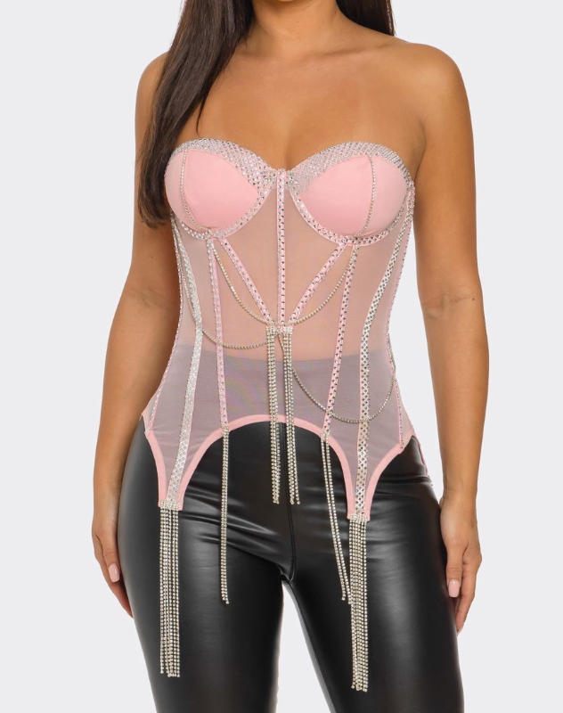 Rhinestone Corset Top - Womens
