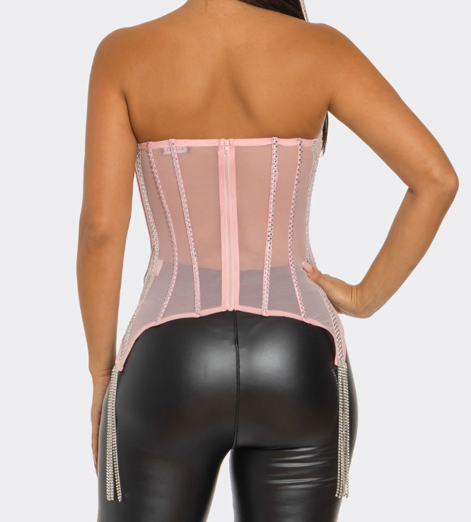 Rhinestone Corset Top - Womens