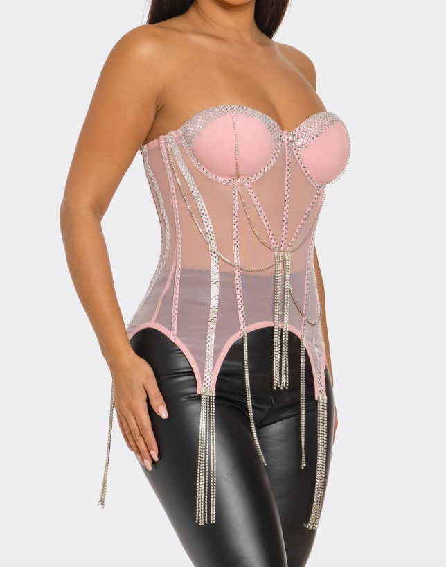 Rhinestone Corset Top - Womens