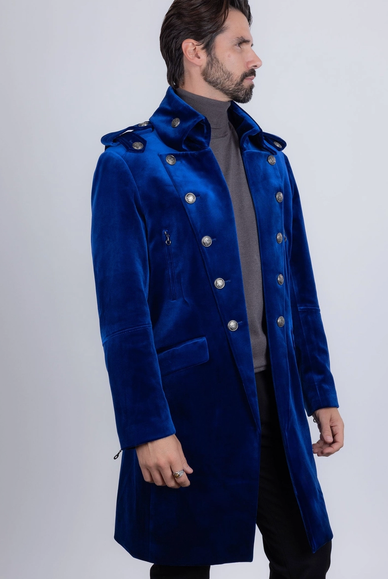 Velvet Military Overcoat Mens