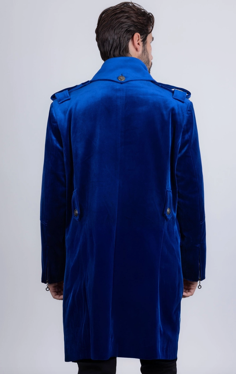 Velvet Military Overcoat Mens