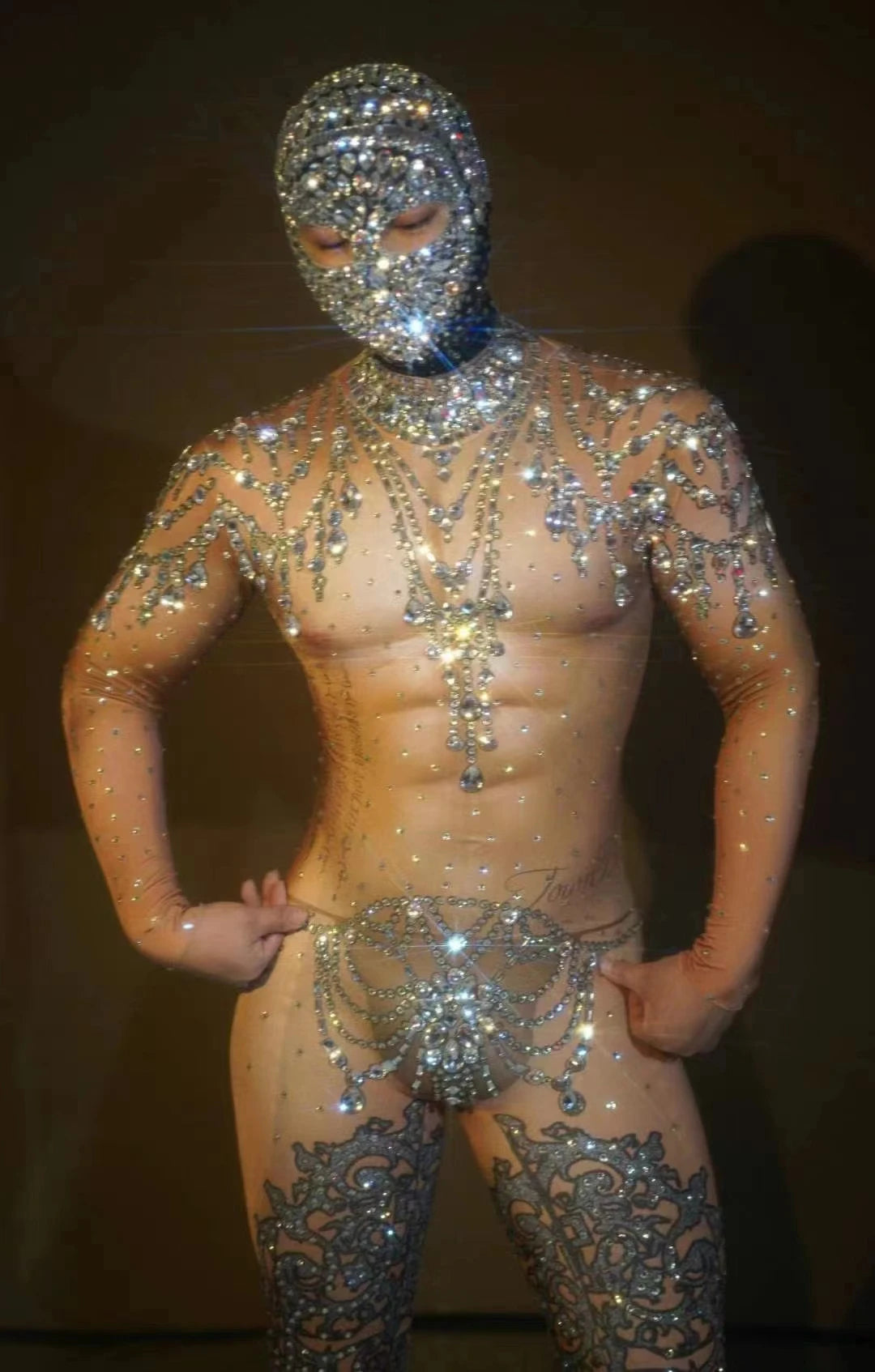 Sparkly Rhinestones Jumpsuit Men - Stagewear