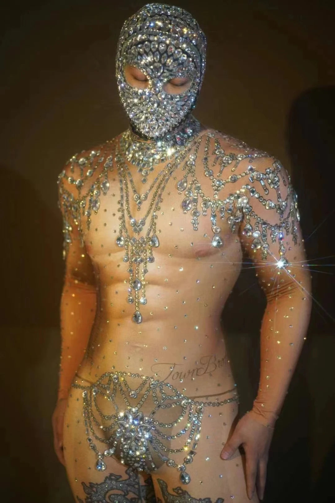 Sparkly Rhinestones Jumpsuit Men - Stagewear