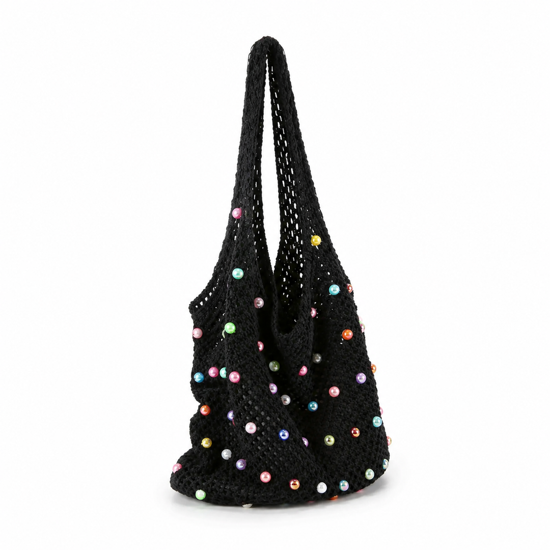 Pearl Embellished Crochet Beach Bag