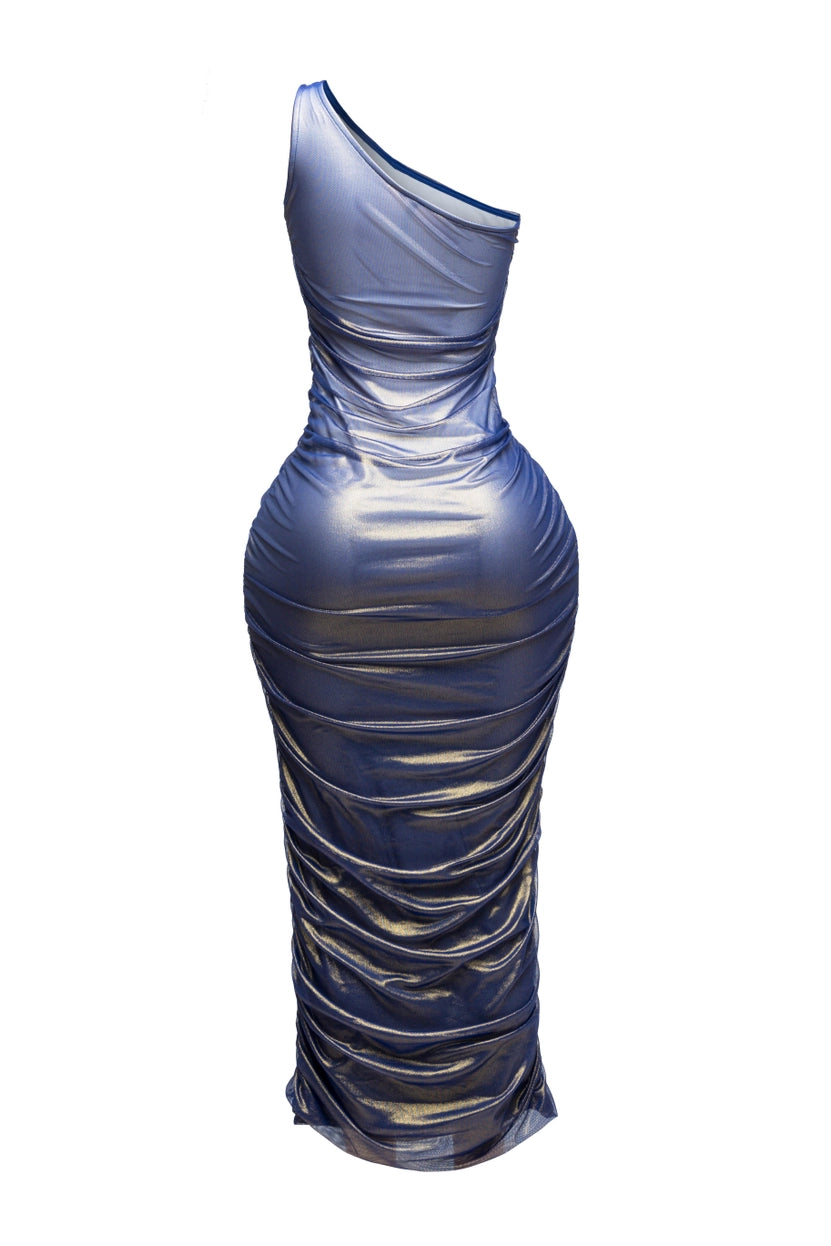 Liquid Metal Mesh Maxi Dress S