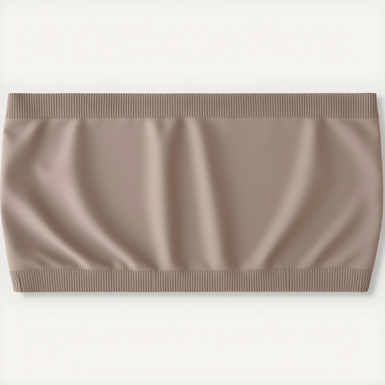 Taupe bandeau top on a light gray background