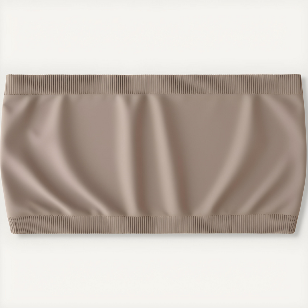 Taupe bandeau top on a light gray background