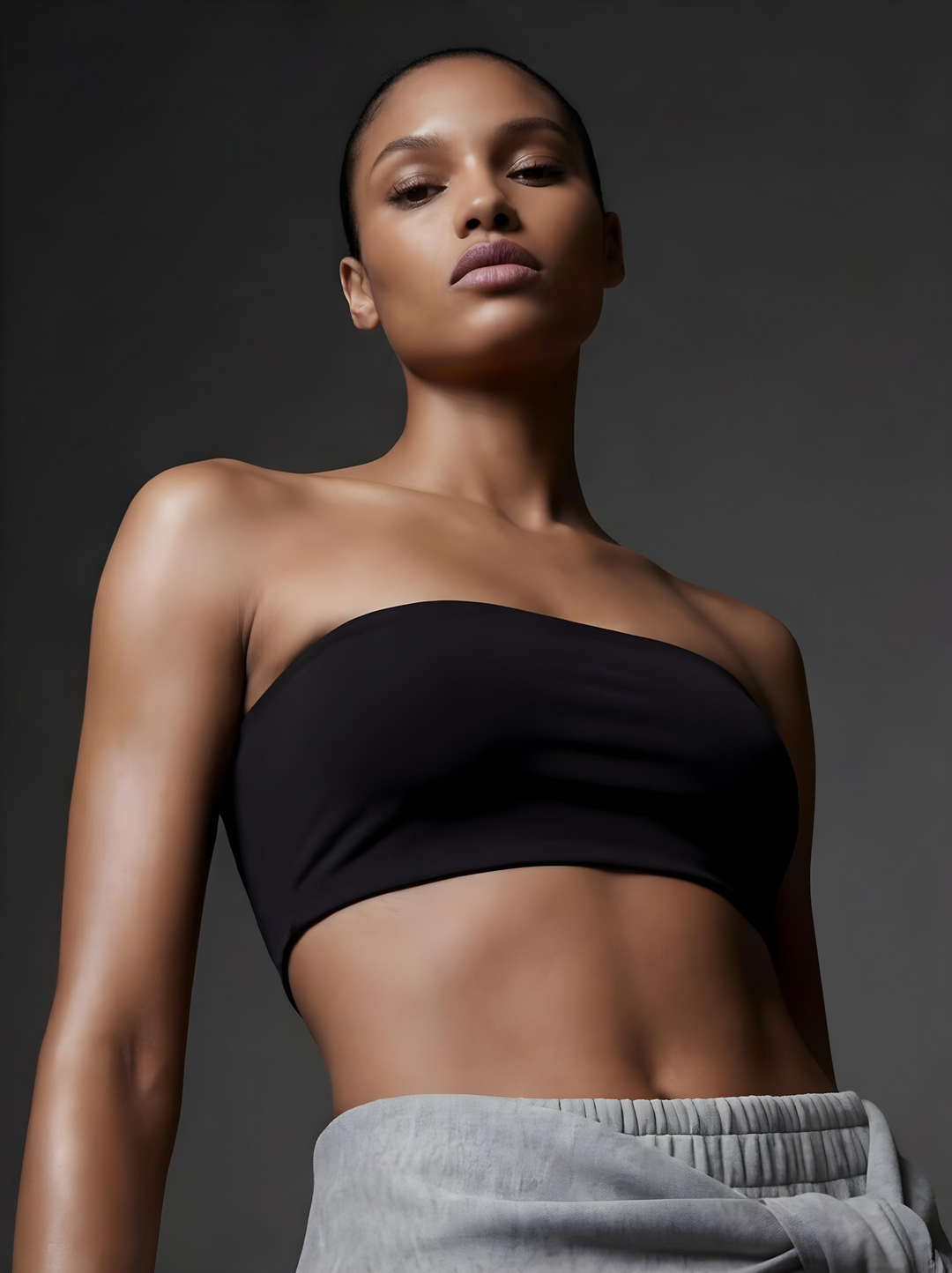 black bandeau top stretch nylon cosmo and donato skims