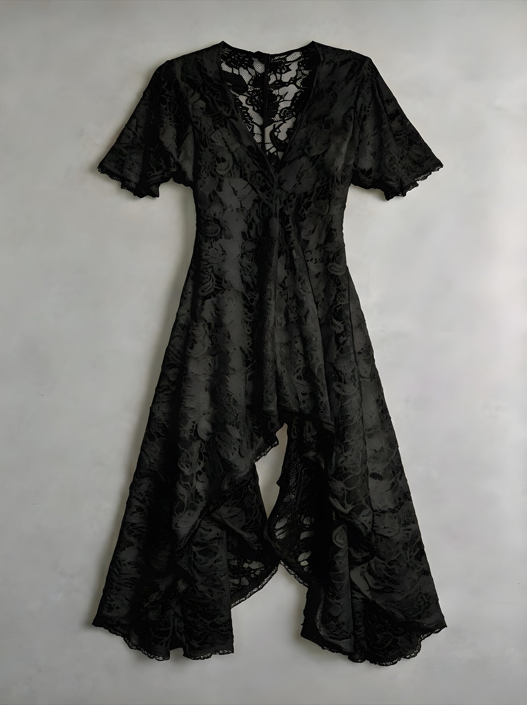Lace High-Low V Roma Dress by Cosmo & Donato