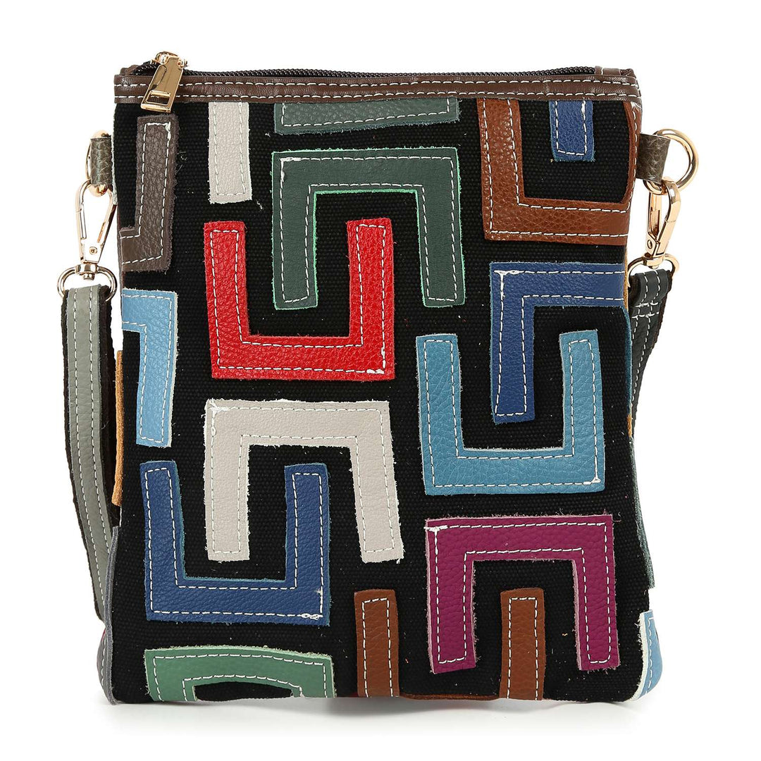 Genuine Leather Patchwork Crossbody Bag