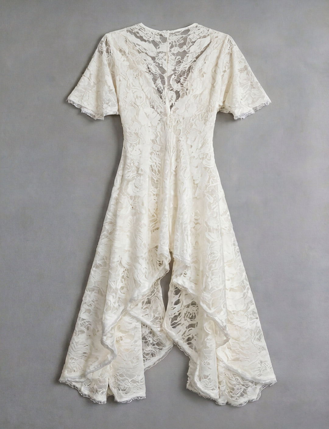 White Lace High-Low Dress by Cosmo & Donato