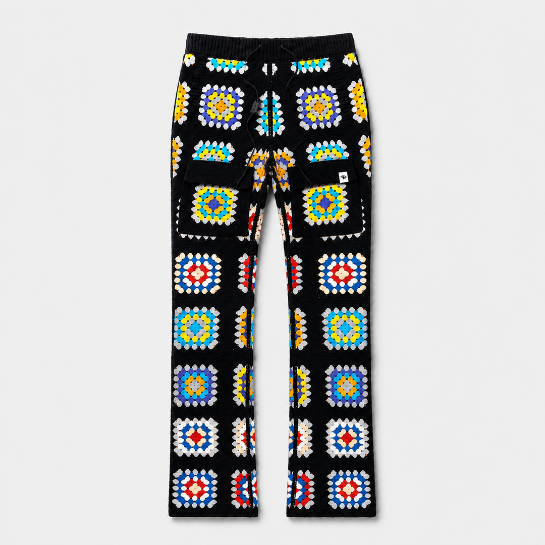 Patchwork Crochet Cargo Pant Mens