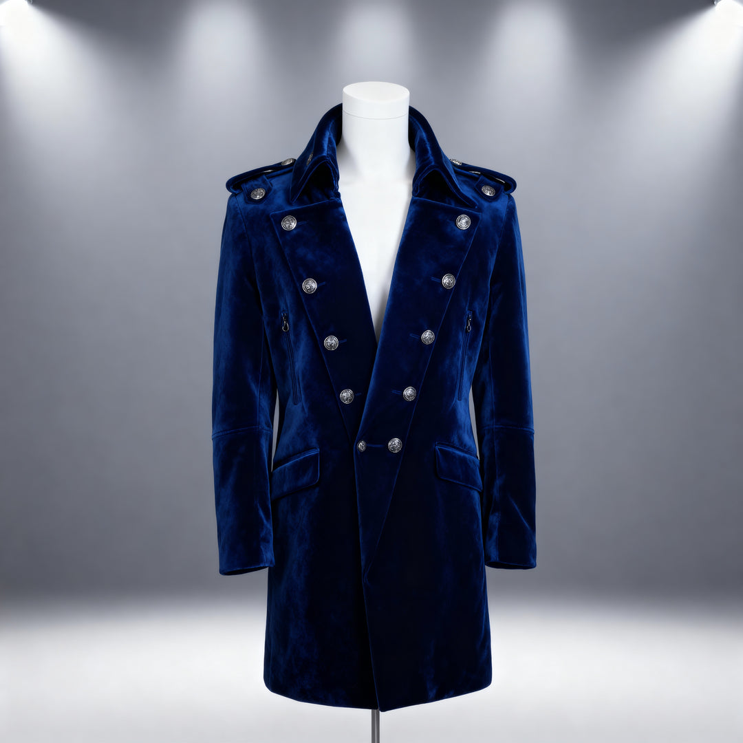 Velvet Military Overcoat Mens