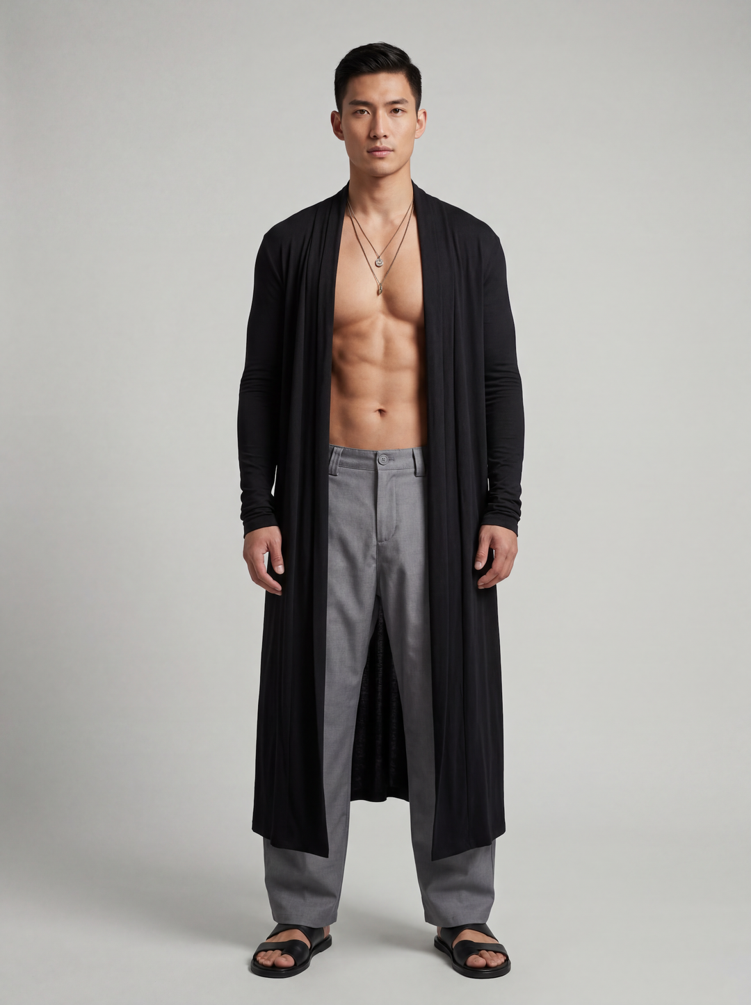 "Matrix" Cardigan Extended Black - Mens