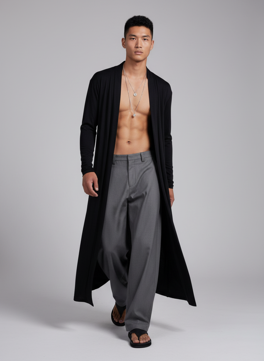 "Matrix" Cardigan Extended Black - Mens