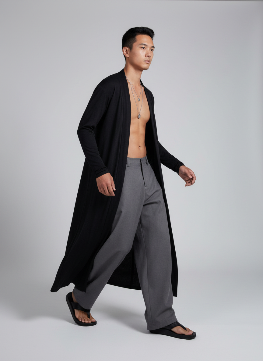 "Matrix" Cardigan Extended Black - Mens