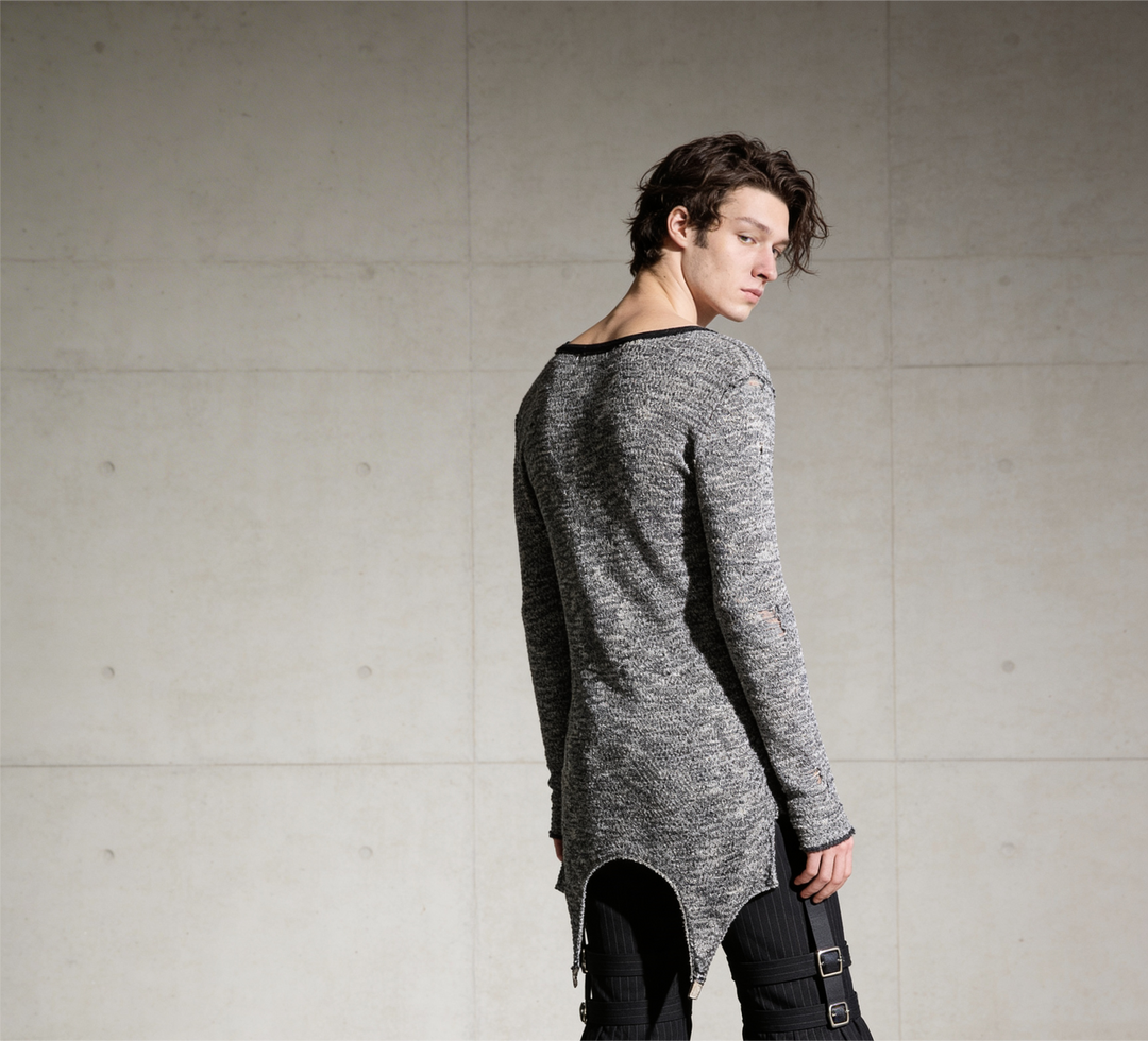 Suspender Clasp Loose Knit Sweater - Mens