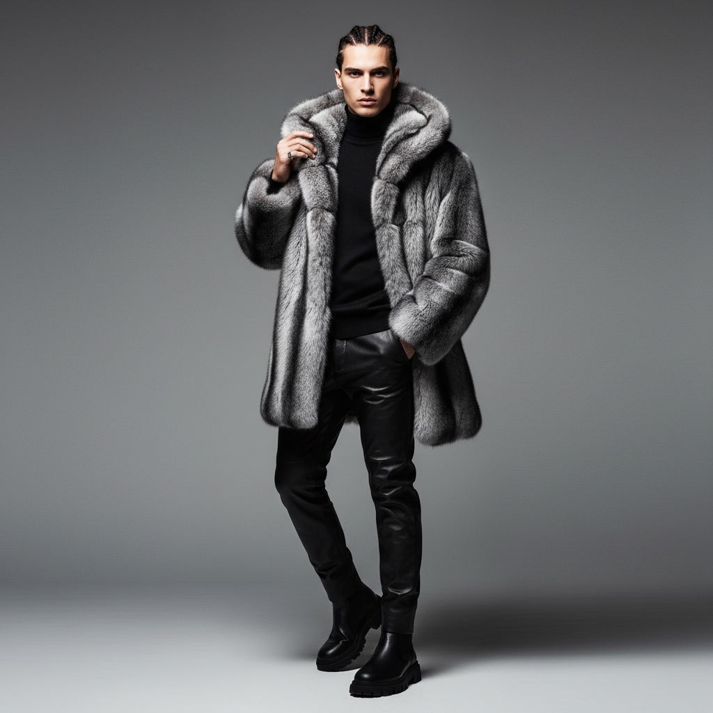 Smokey Faux Fur Car Coat - Mens