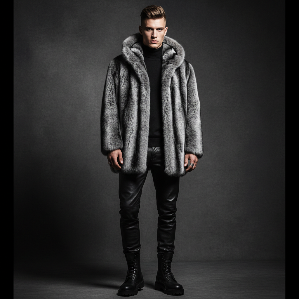 Smokey Faux Fur Car Coat - Mens