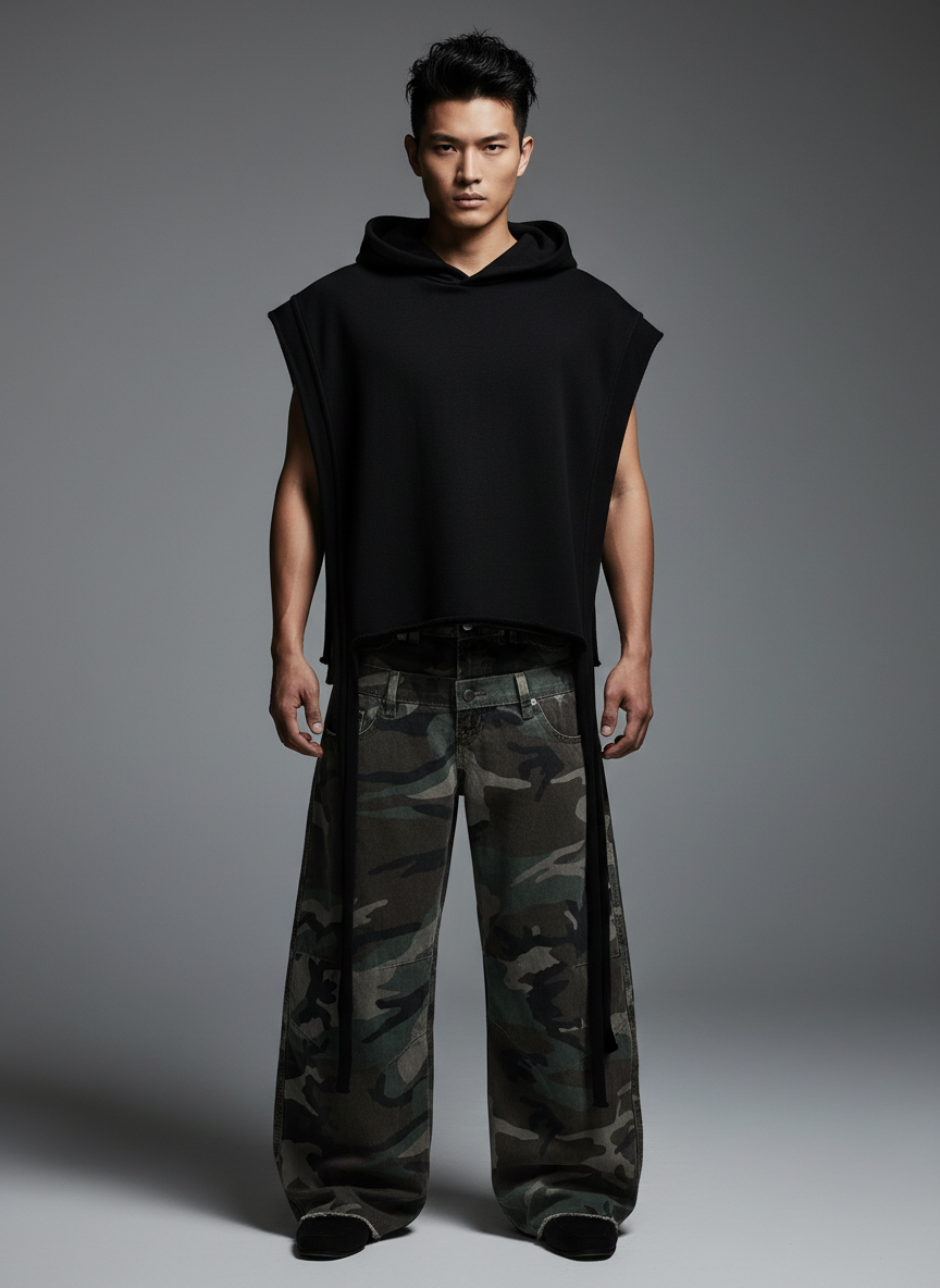 Sleeveless Hoodie Square Cut - Mens