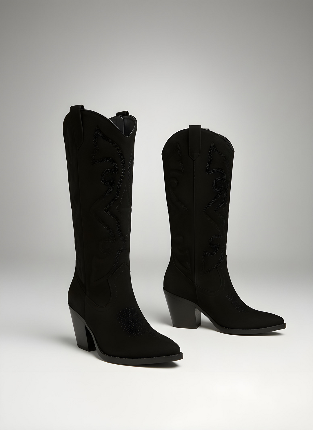Black Suede Cowboy Boot