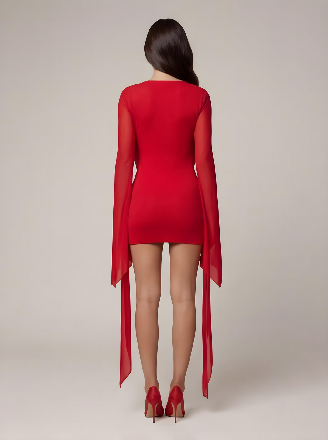 Deep Cowl Mesh Mini Dress