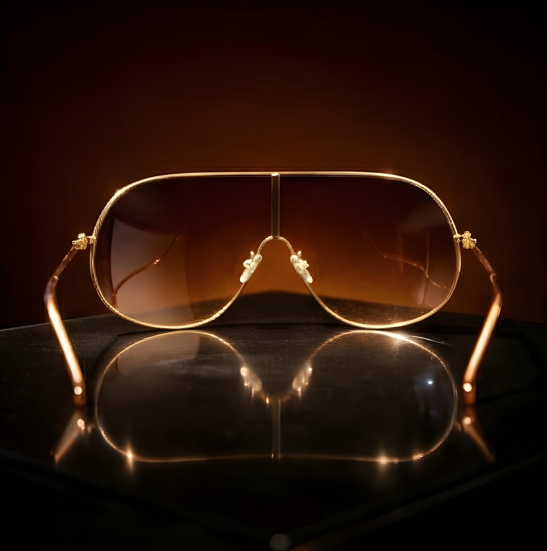 Shield Sunglasses Gold Smoke