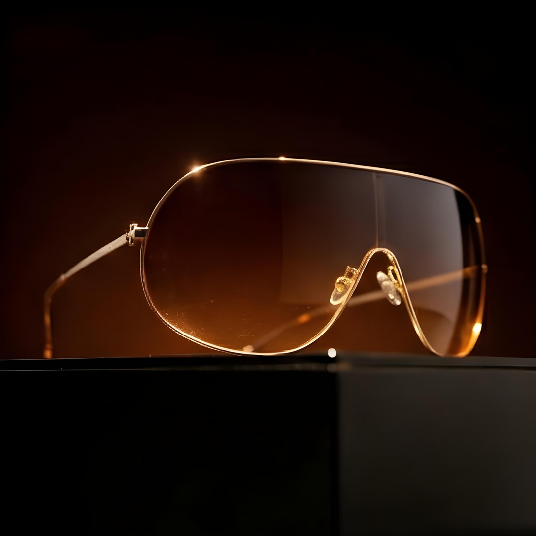 Shield Sunglasses Gold Smoke