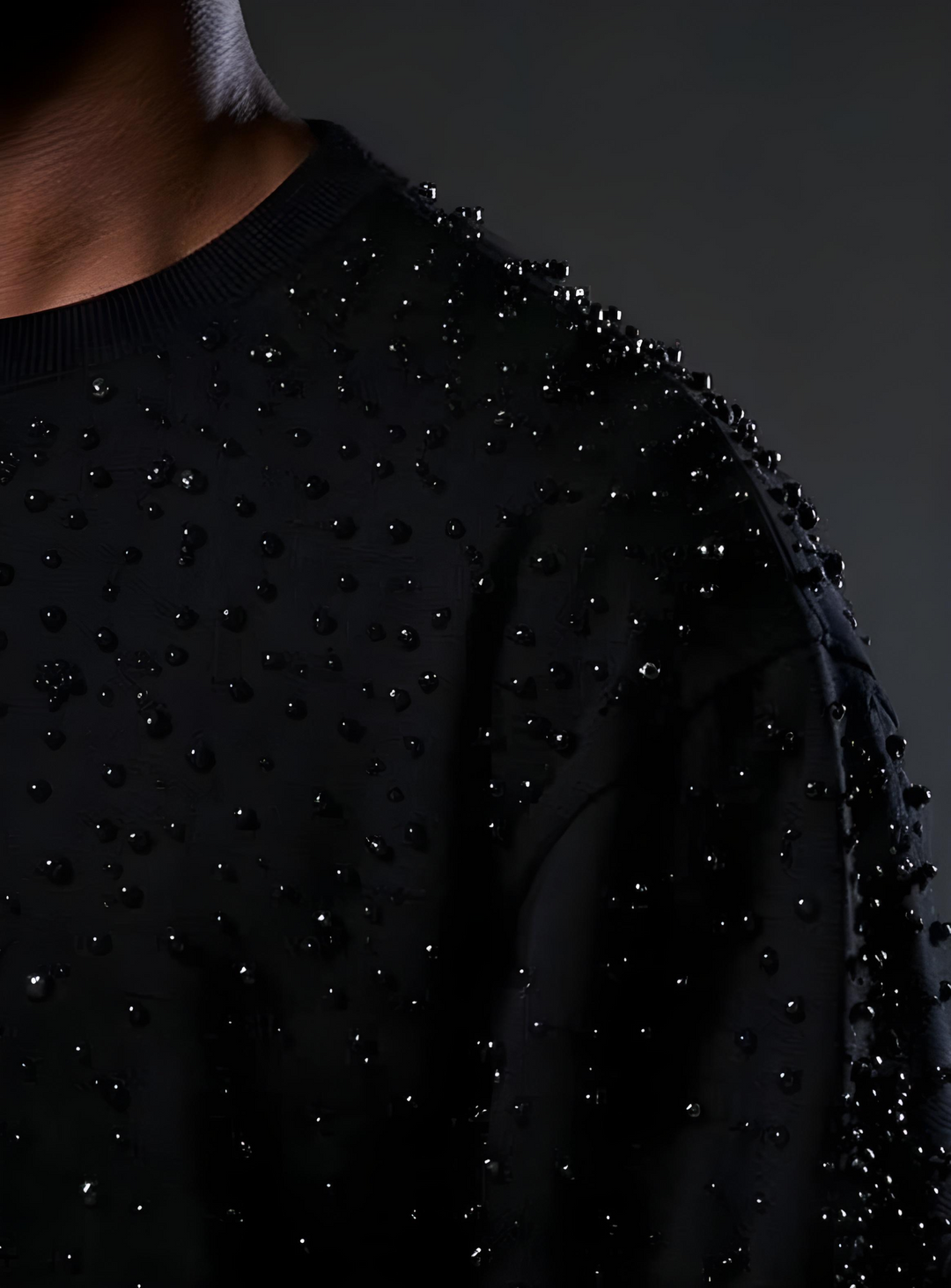 Rhinestone Neoprene Crewneck Sweatshirt - Mens