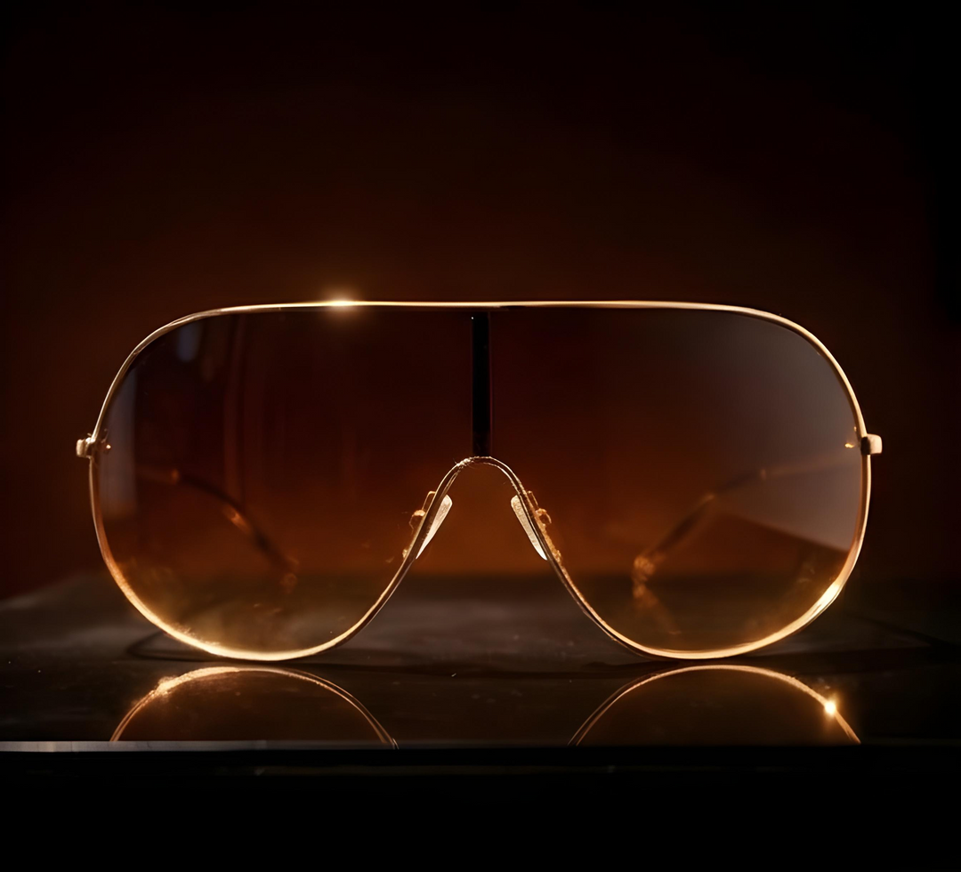 Shield Sunglasses Gold Smoke