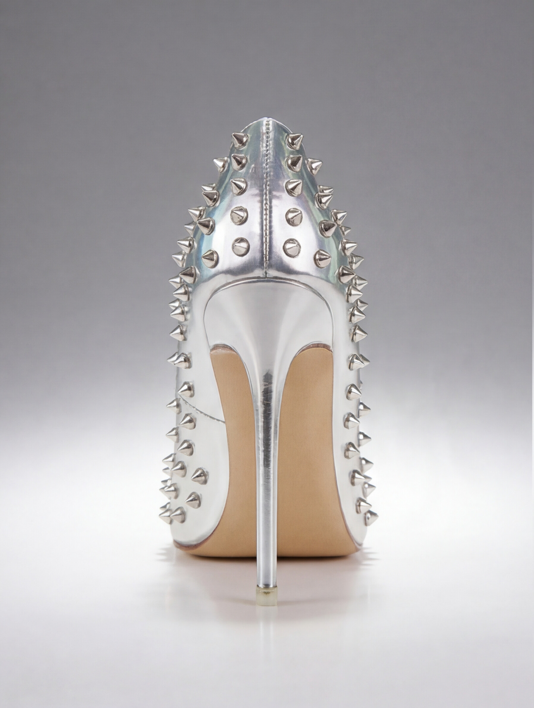 Silver Studded High Heel Stiletto Pump